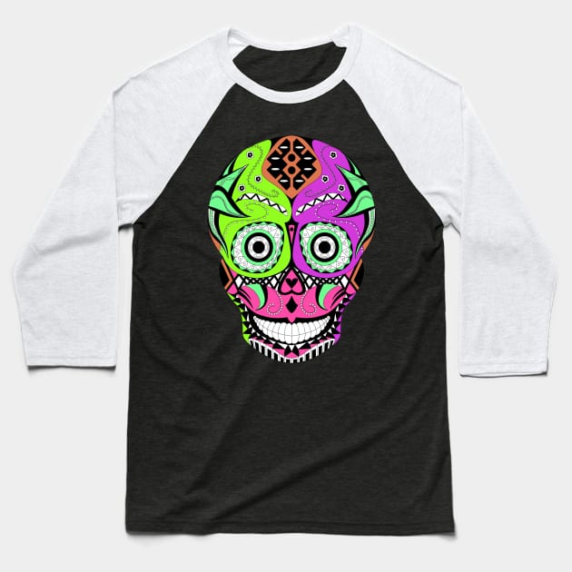 nerd sugar skull ecopop Baseball T-Shirt by jorge_lebeau